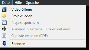 Clipbird Datei Menu