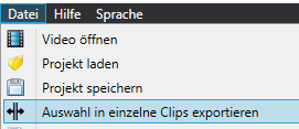 Auswahl in einzelne Clips exportieren