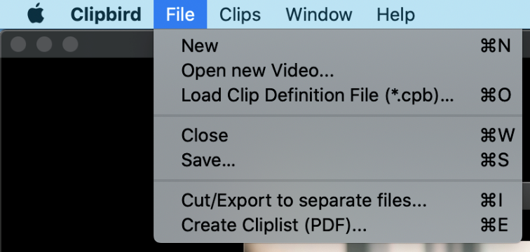 Clipbird File Menu