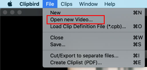 Clipbird Menu Open new Video